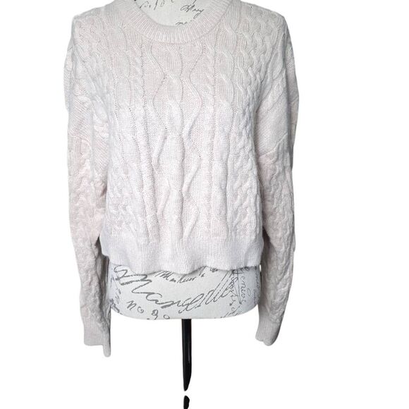 Garage Women's Size Large Cream Beige Cable Knit Sweater - Picture 1 of 5
